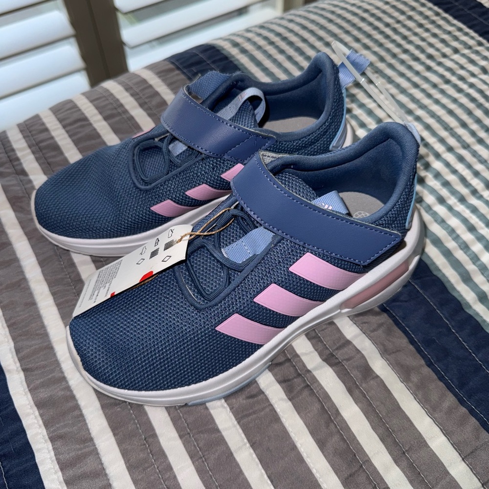 Adidas Kids' Blue and Pink Sneakers